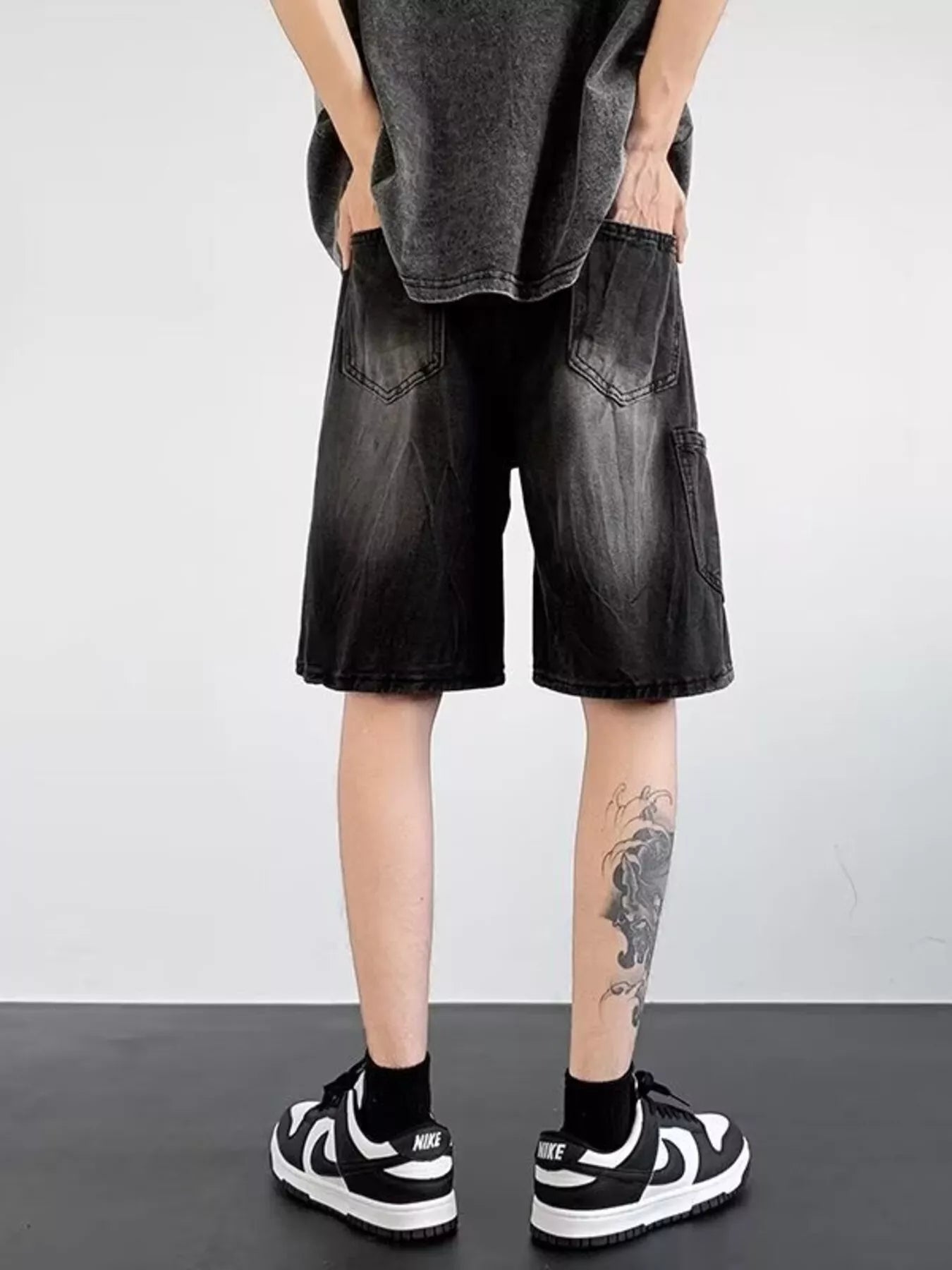 Men's Plus Size Distressed Wide Leg Denim Shorts