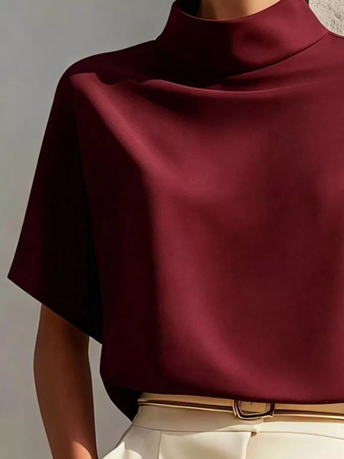 Mock Neck Short Sleeve T-Shirt