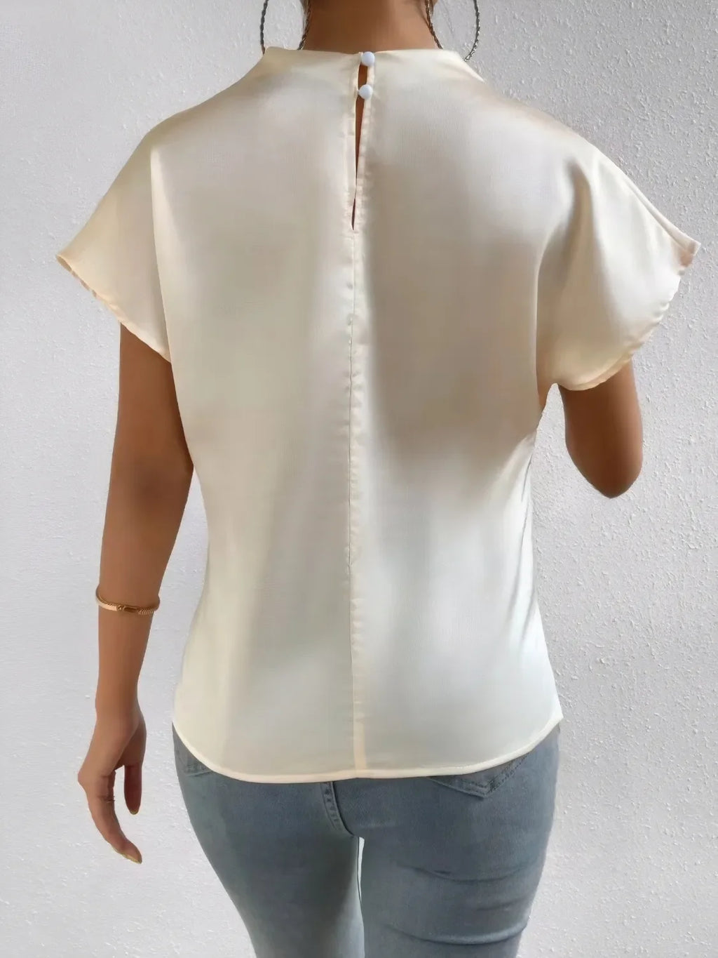 Mock Neck Short Sleeve Blouse
