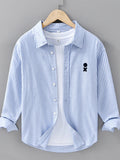 Men's Plus Size Striped Casual Long Sleeve Shirt