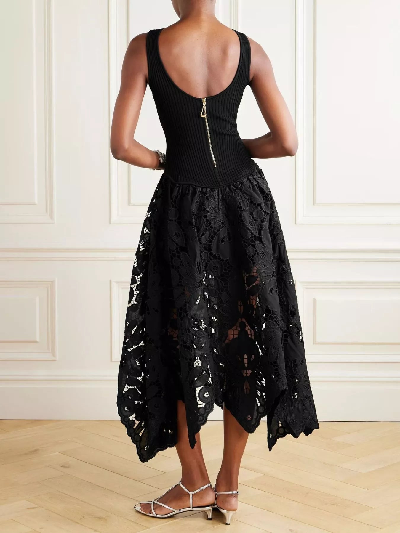 Sleeveless Ribbed Crochet Midi Dress