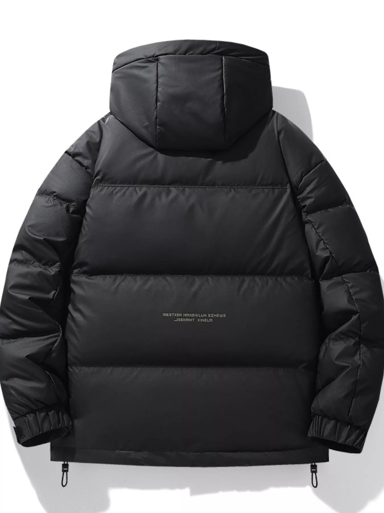 Men's Plus Size Hooded Puffer Jacket with Drawstring Hem