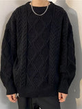 Men's Plus Size  Cable Knit Round Neck Sweater