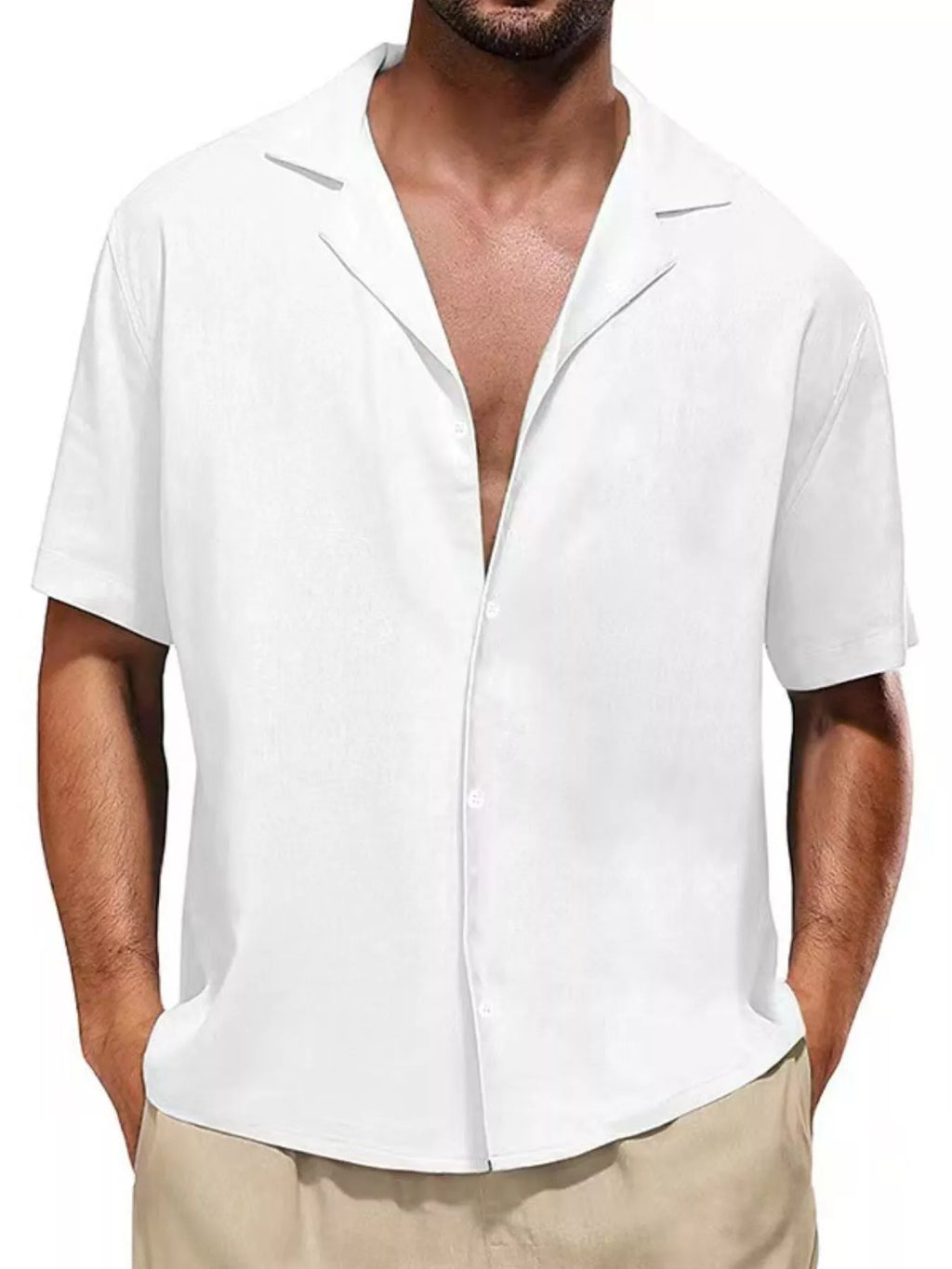 Men's Full Size Casual Short-Sleeve Shirt Plus SIze