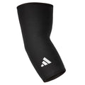 adidas Elbow Support Sleeve - Seamless and Smooth Elbow Support for Training Competitions and General Fitness - Ergonomic Design Nylon Trim - Durable & Breathable - Black (Red Logo) Large