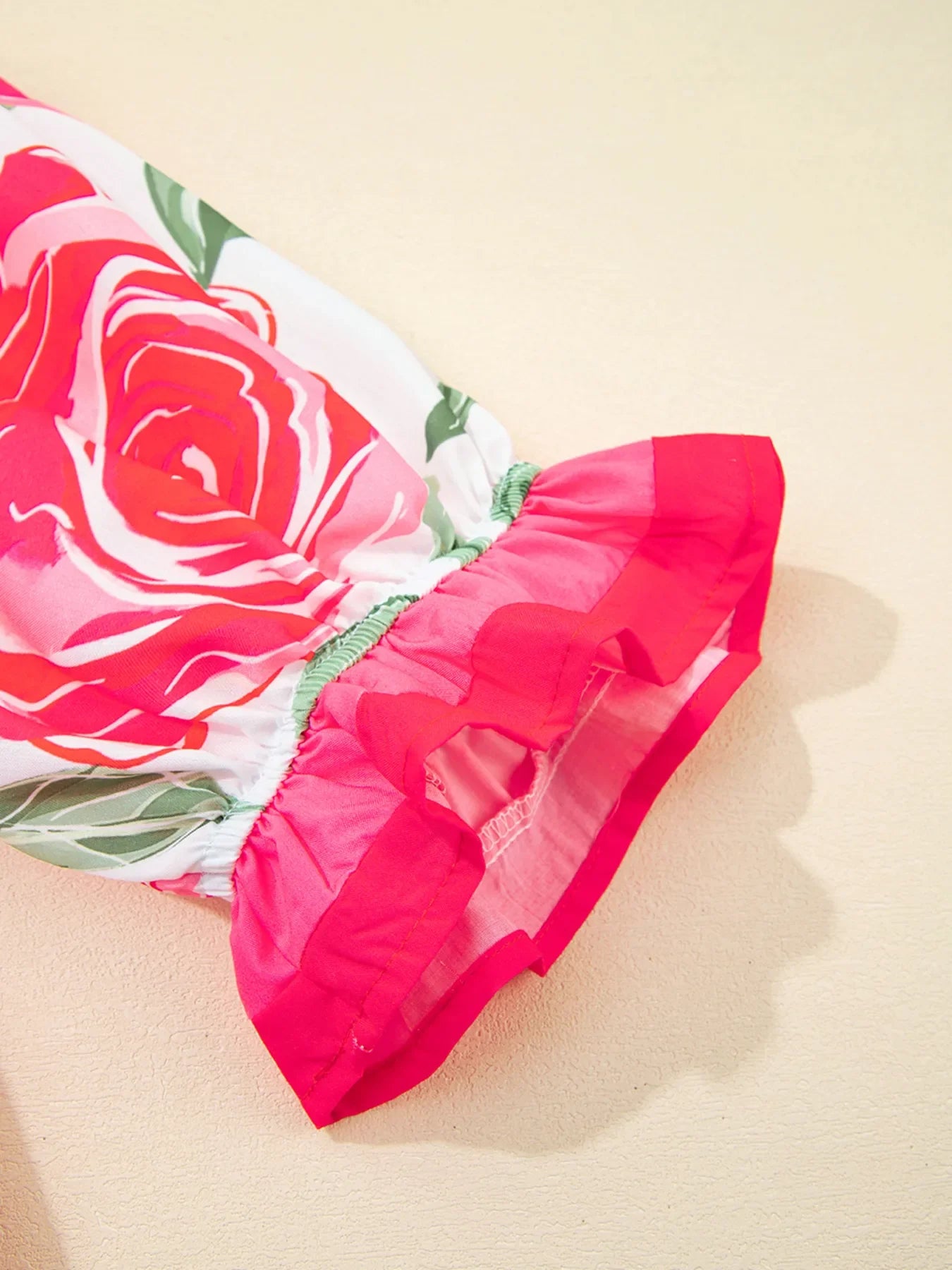 Floral Frilled V Neck Short Sleeve Blouse