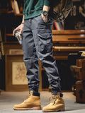 Men's Plus Size Casual Cargo Pants with Elastic Cuff