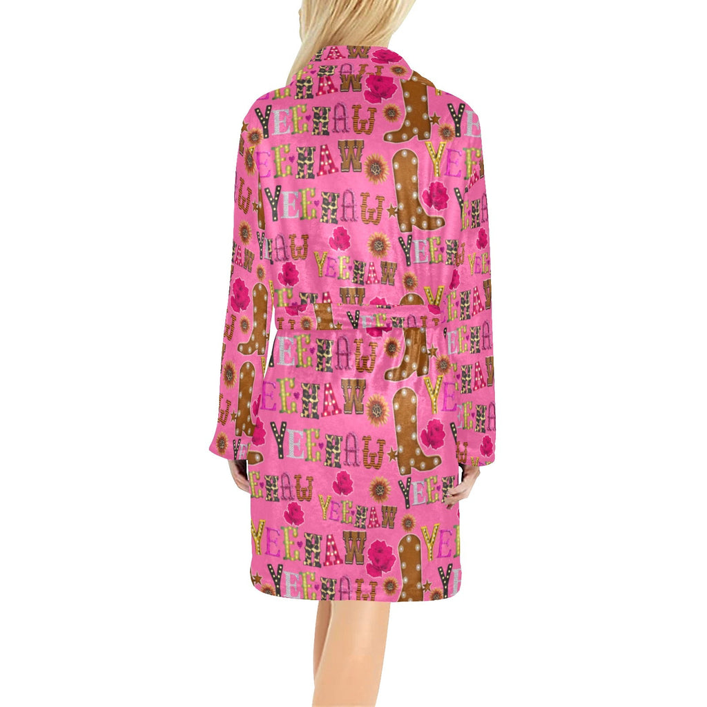 Baha Ranch Pink Yeehaw Women's Western Bath Robe