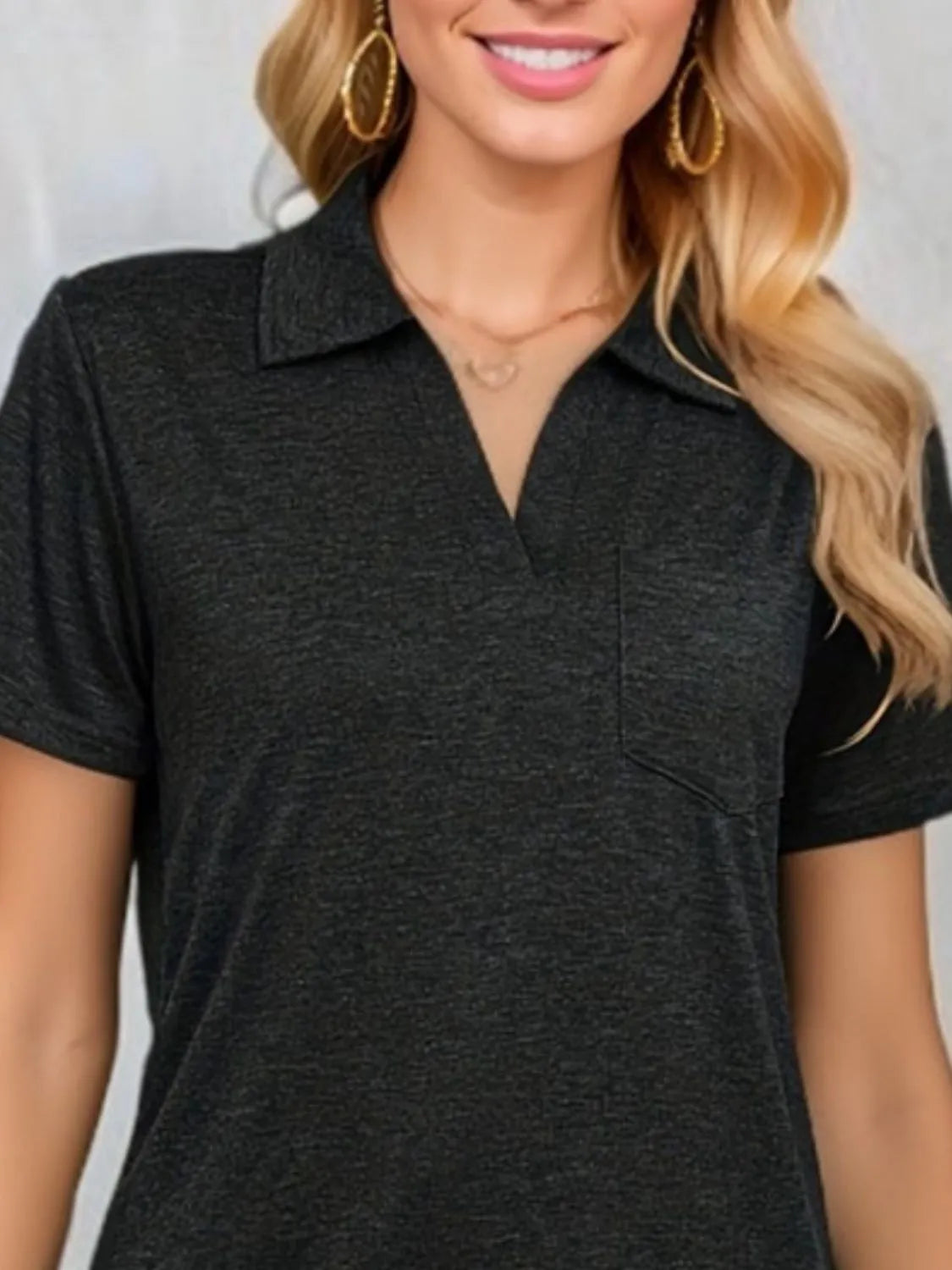 Johnny Collar Short Sleeve Top