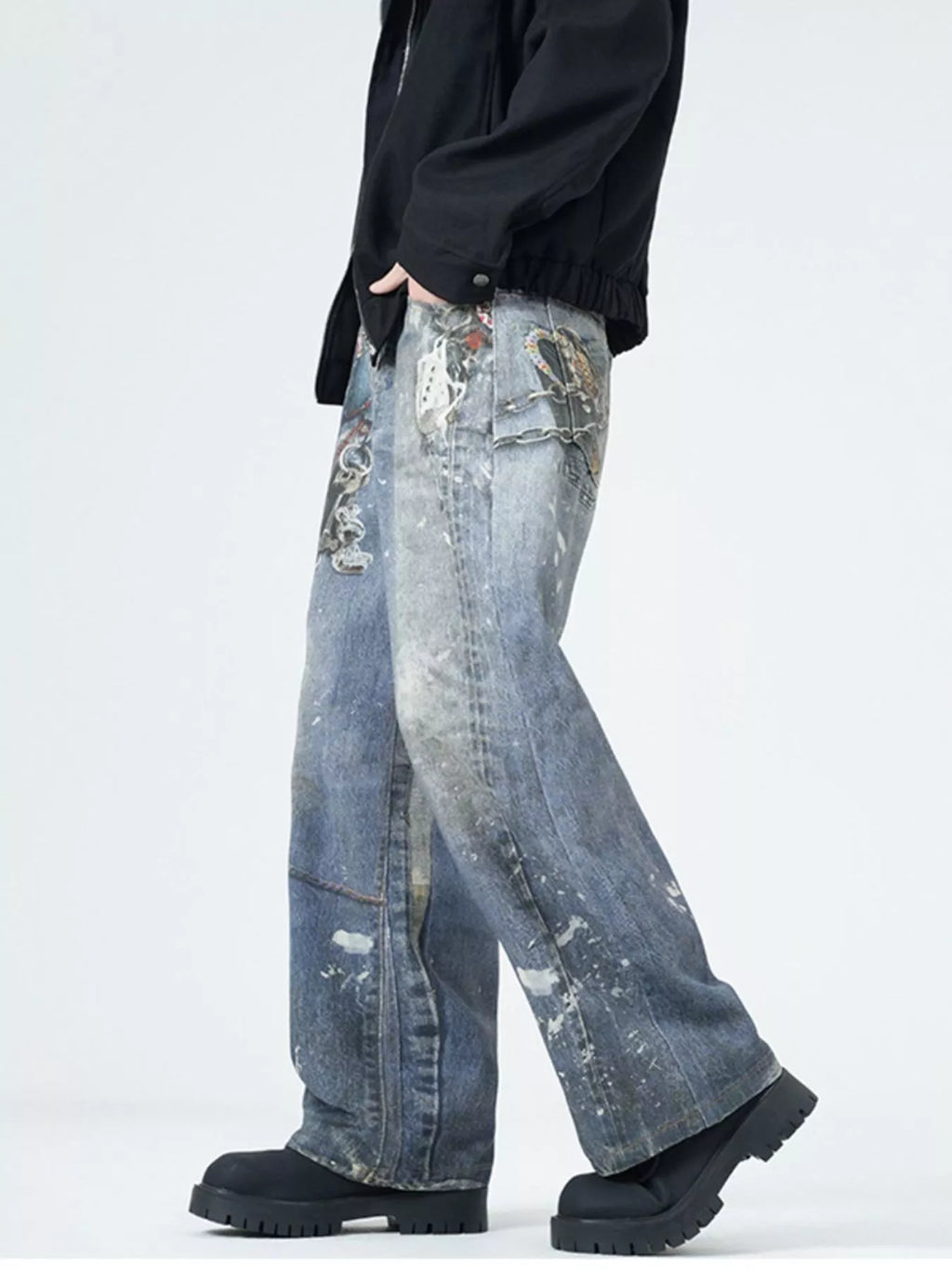 Men's Full Size Wide Leg Jeans Plus Size