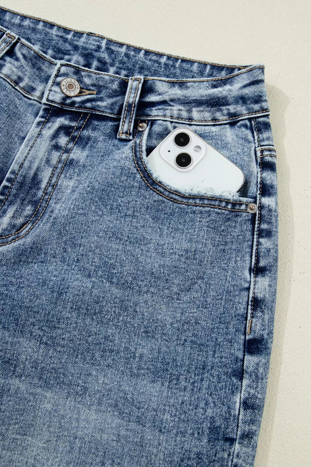 Cuffed Straight Loose Jeans