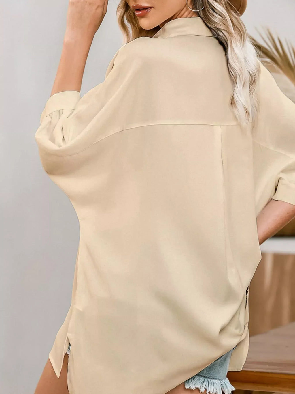 3/4 Sleeve Button Up Shirt