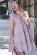 And The Why Polka Dot Textured Layered Flounce Ruffle Dress