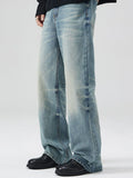 Men's Full Size Washed Cat Whiskers Bootcut Jeans Plus Size