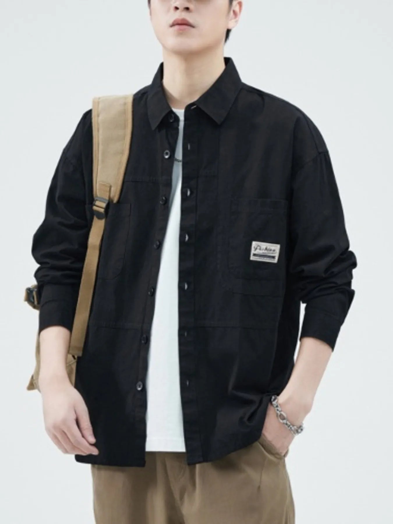 Men's Plus Size Button Up Long Sleeve Shirt