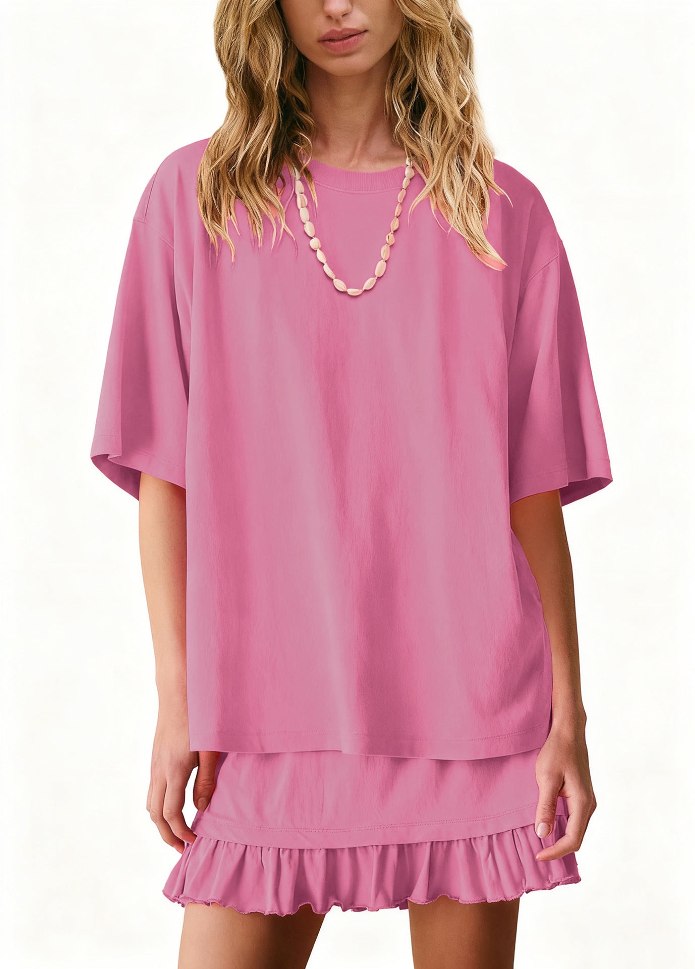Round Neck Half Sleeve Tee and Skirt Set