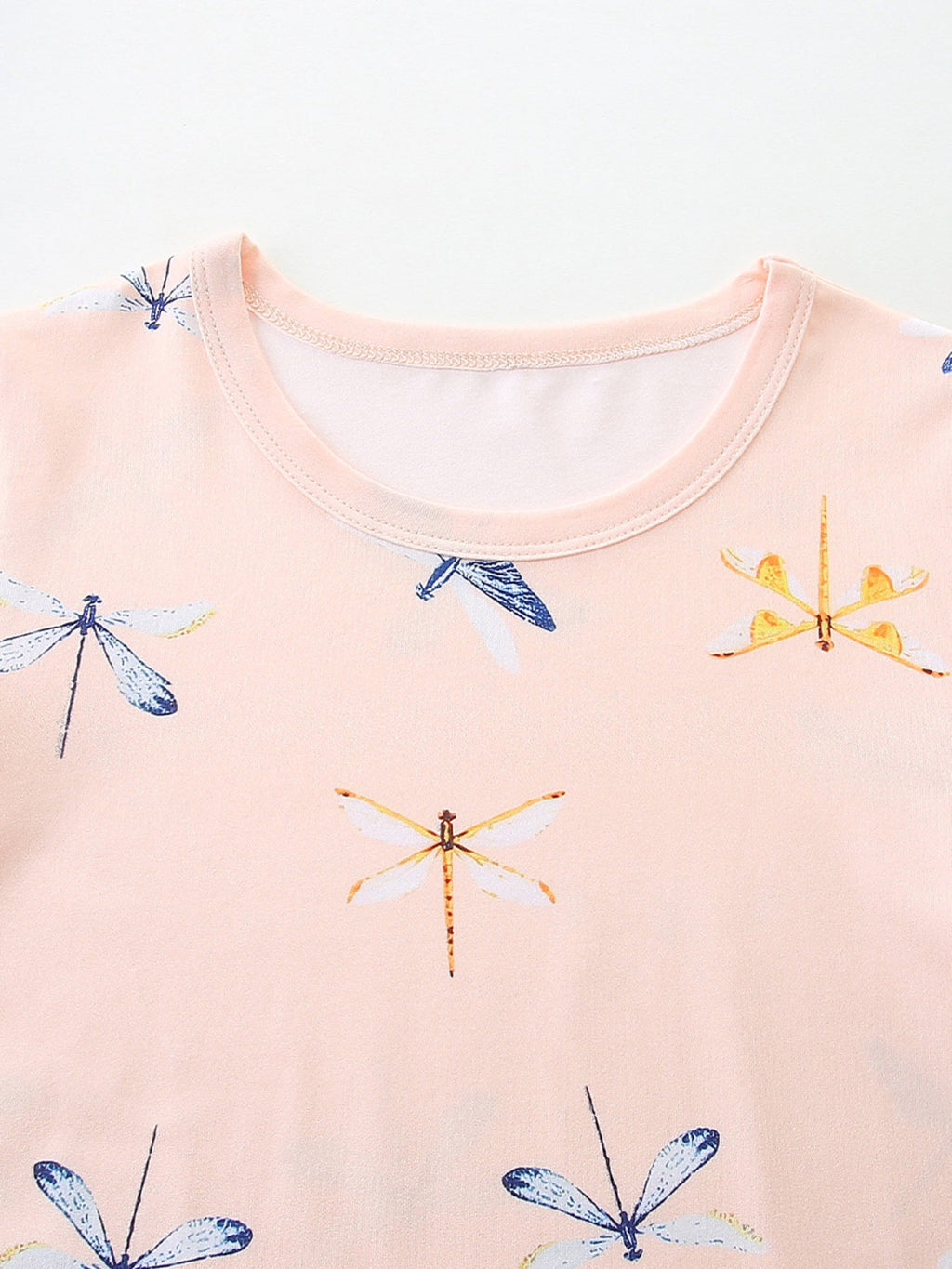 Children's Dragonfly Print Casual Tee and Shorts Set