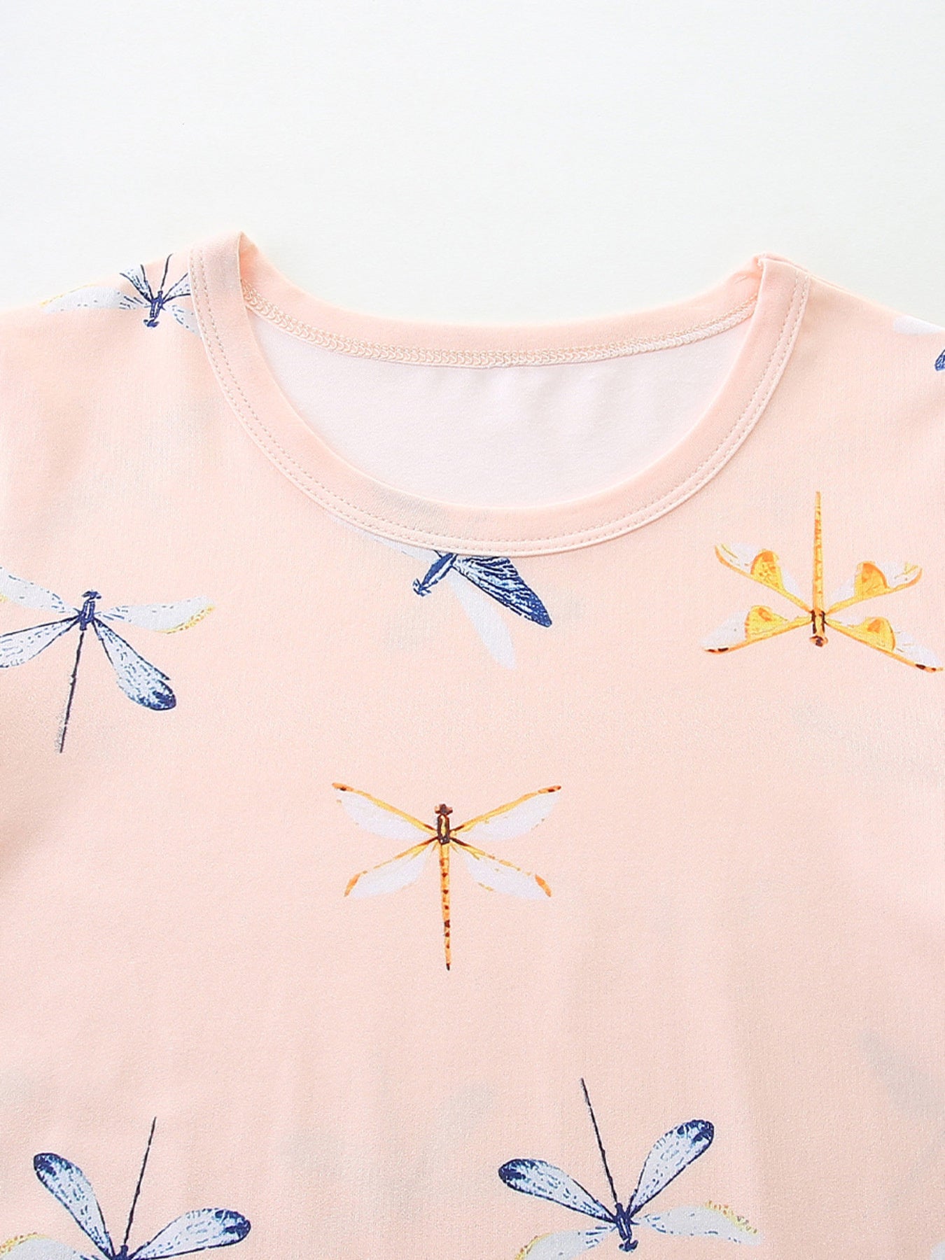 Children's Dragonfly Print Casual Tee and Shorts Set