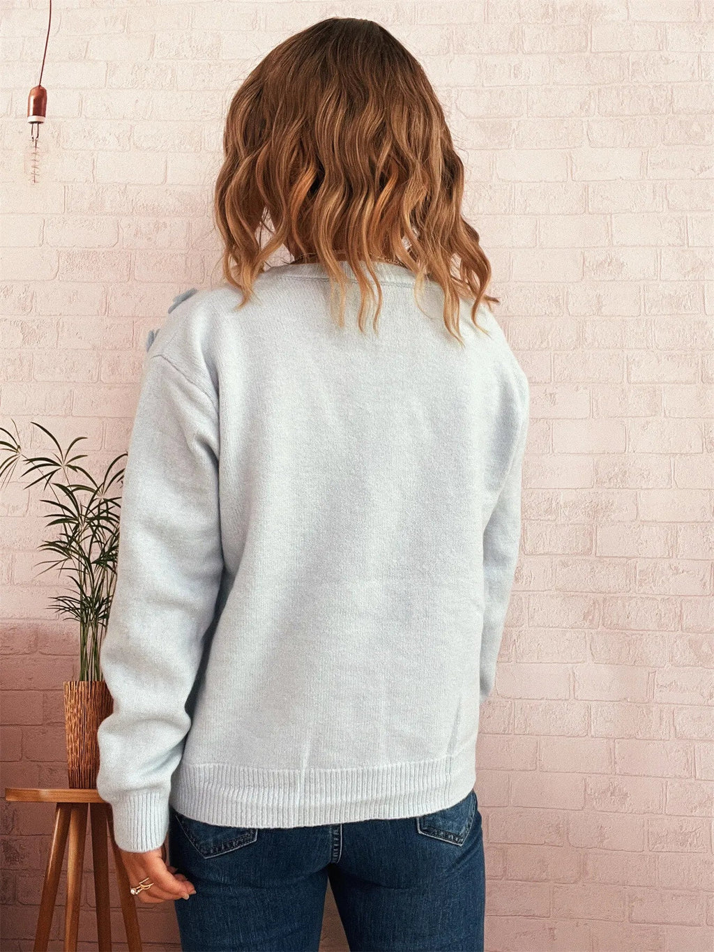 Flower Button Up Long Sleeve Cardigan