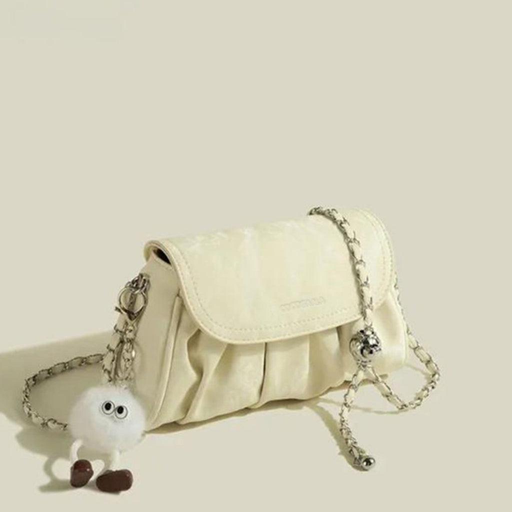 Ruched Chain Strap Shoulder Bag