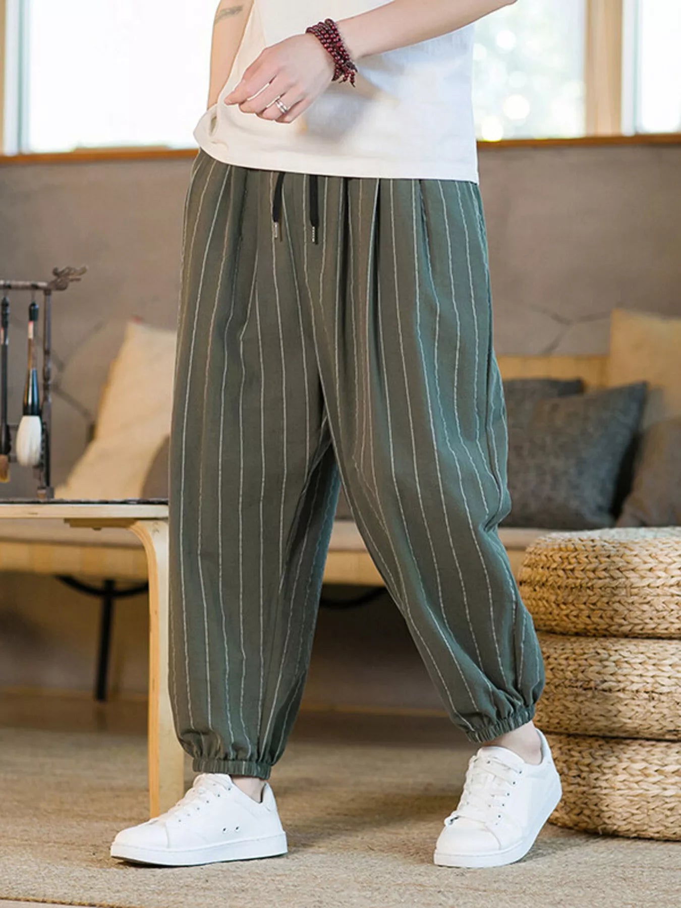 Men's Plus Size Striped Harem Pants