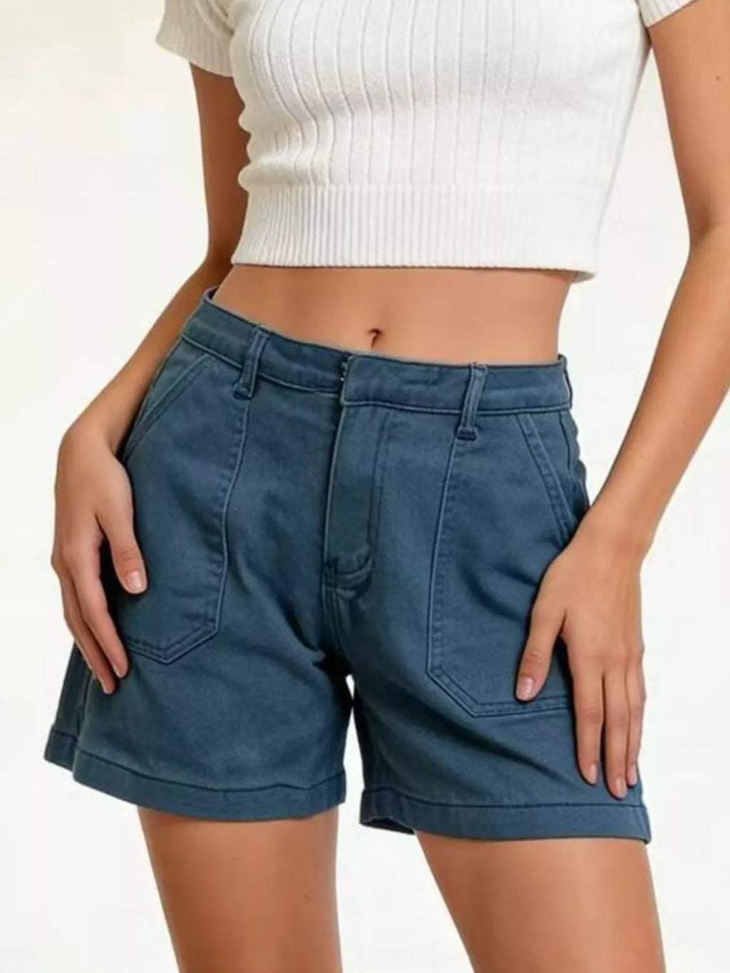 Pocketed Denim Shorts