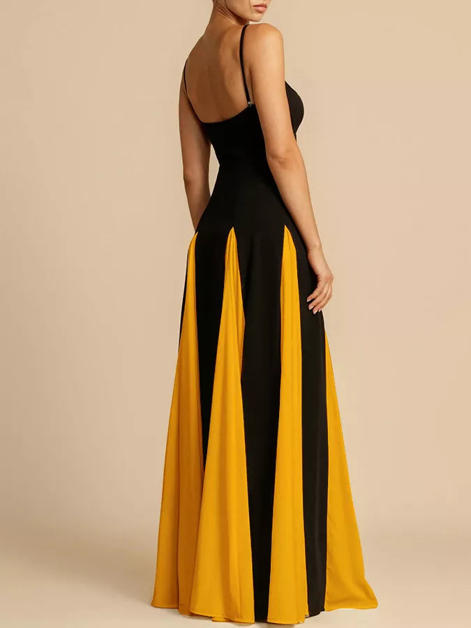 Two-Tone Flowing Maxi Dress