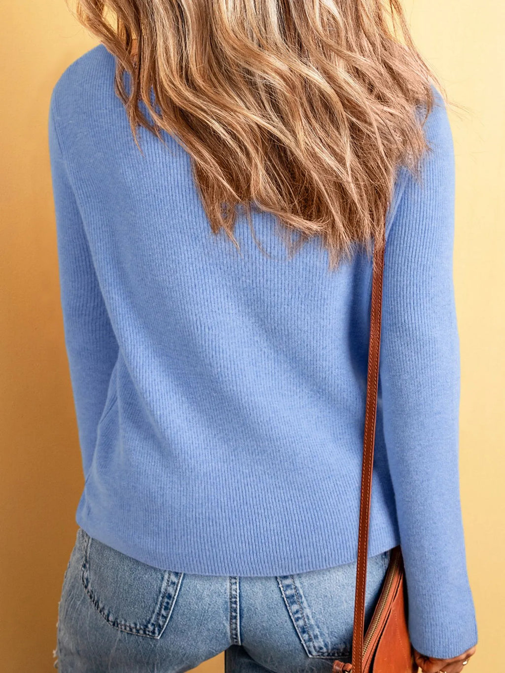 Ribbed Knit Button Front V Neck Cardigan