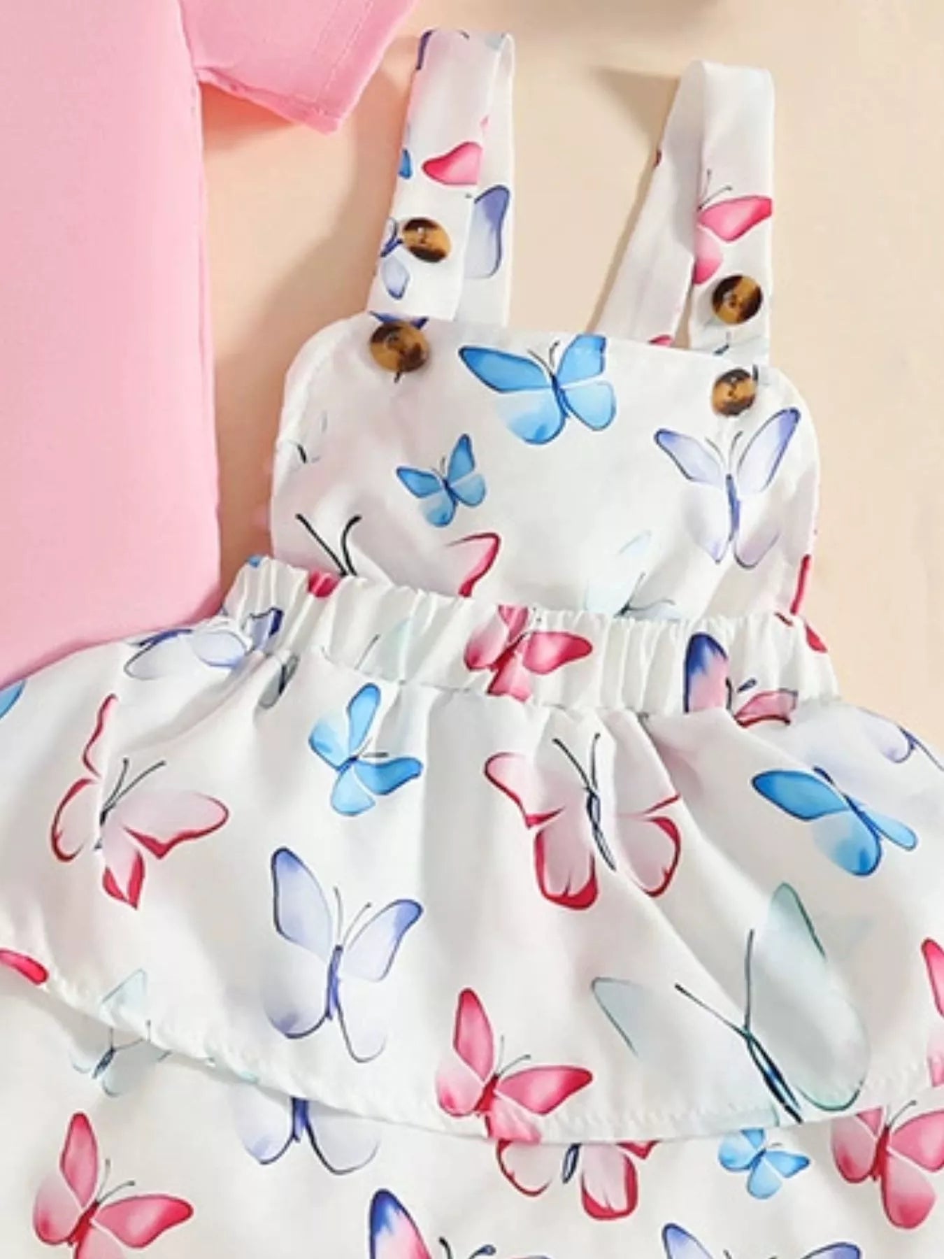 Children's Ruffled Bodysuit and Dress Set with Headband