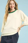Umgee Ribbed Knit Top with Contrast Trim