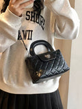 Quilted Heart Lock Crossbody Bag