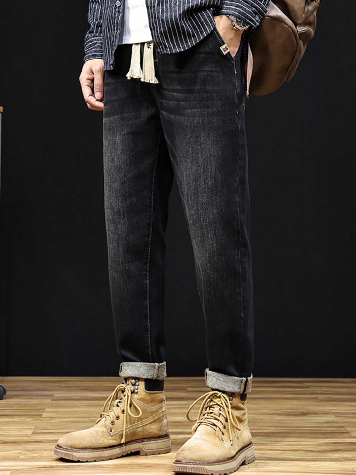 Men's Plus Size Relaxed Fit Drawstring Waist Jeans