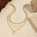 18K Gold-Plated Moon Three-Layered Necklace