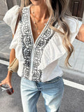 Ruffled V-Neck Blouse