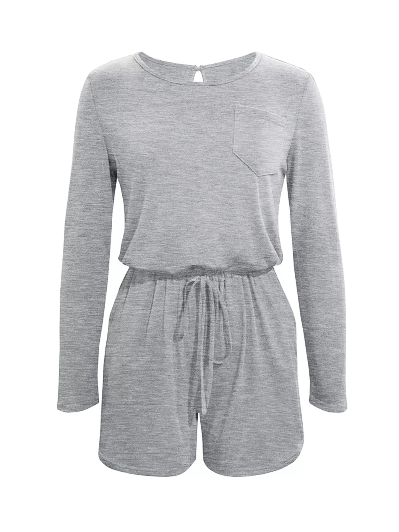 Long Sleeve Drawstring Romper