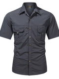 Men's Plus Size Lightweight Button Up Short Sleeve Shirt