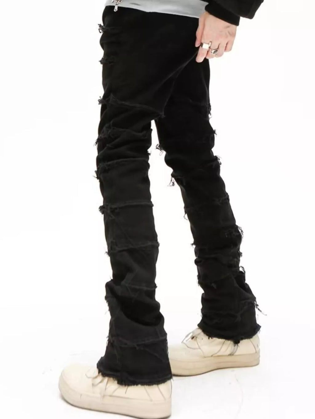 Men's Plus Size Slim Fit Frayed Hem Jeans