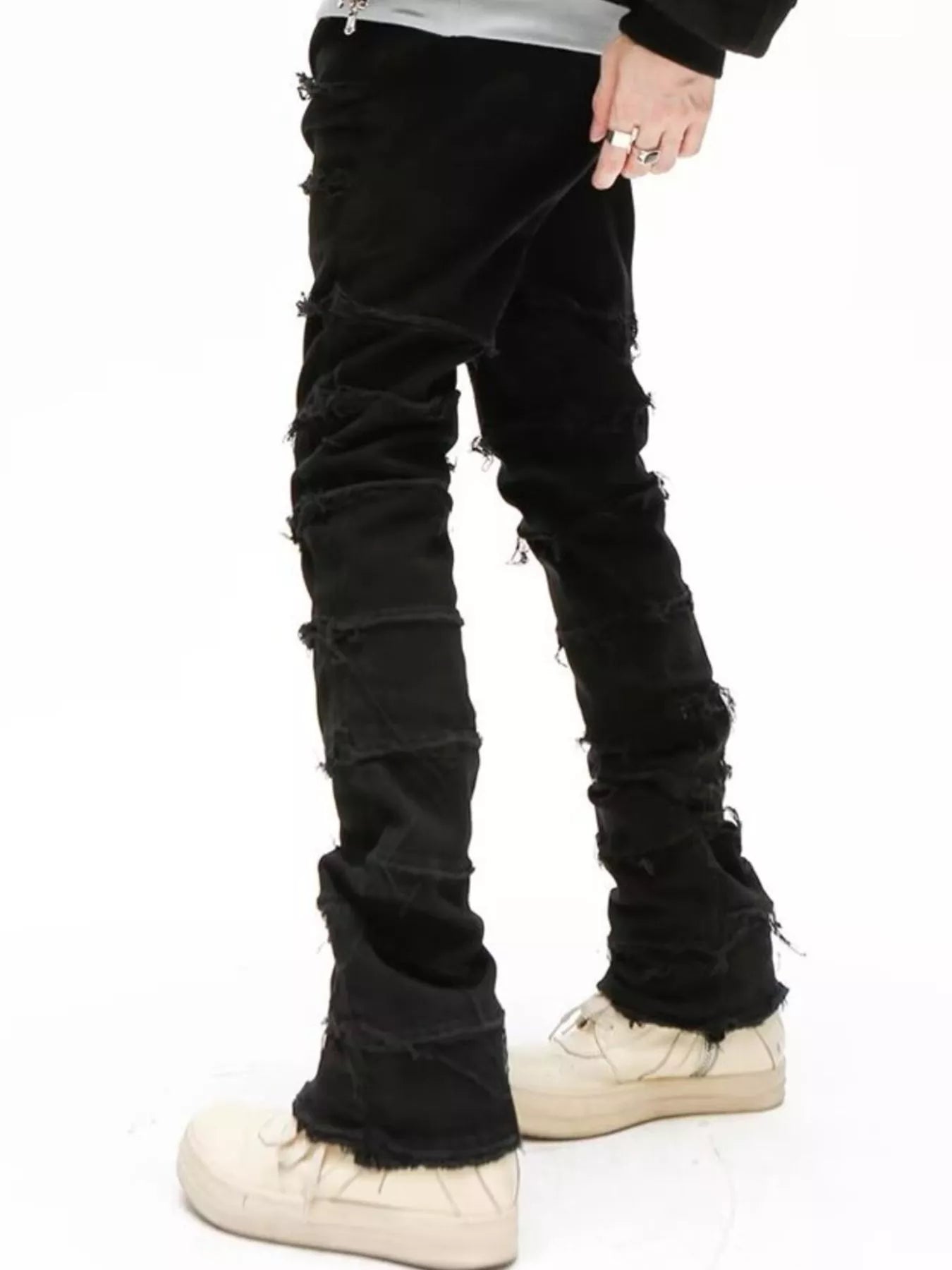 Men's Plus Size Slim Fit Frayed Hem Jeans