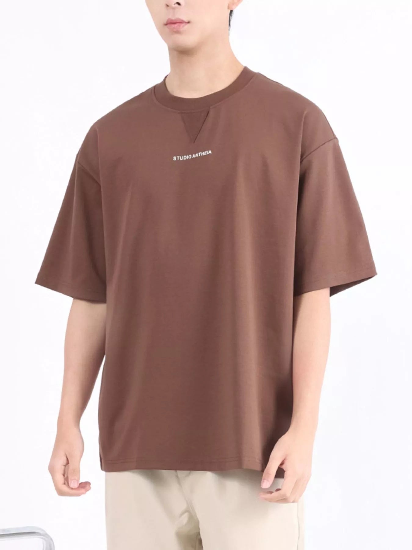 Men's Plus Size Letter Round Neck Oversized T-Shirt
