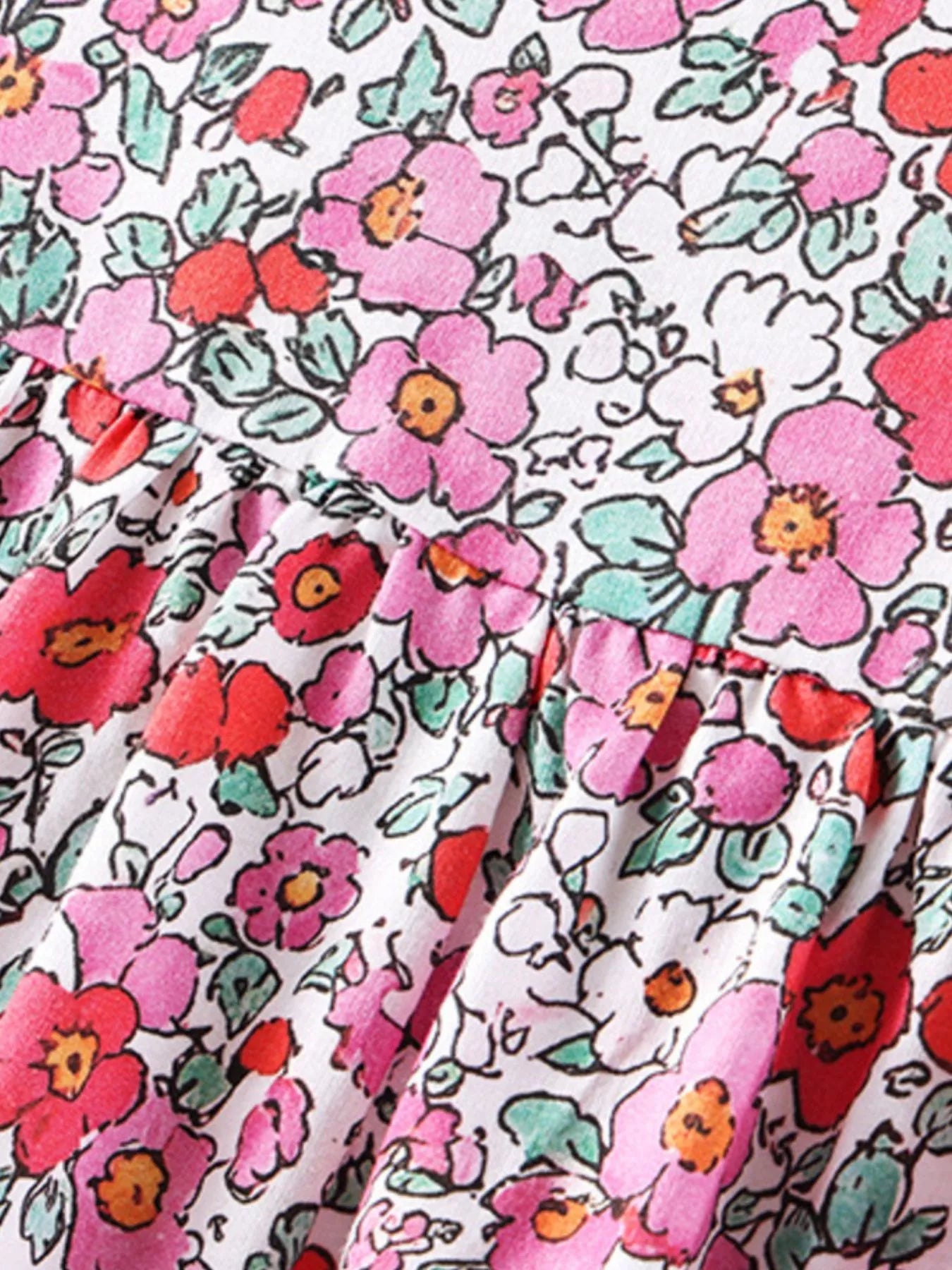 Children's Floral Print Short Sleeve A-Line Dress
