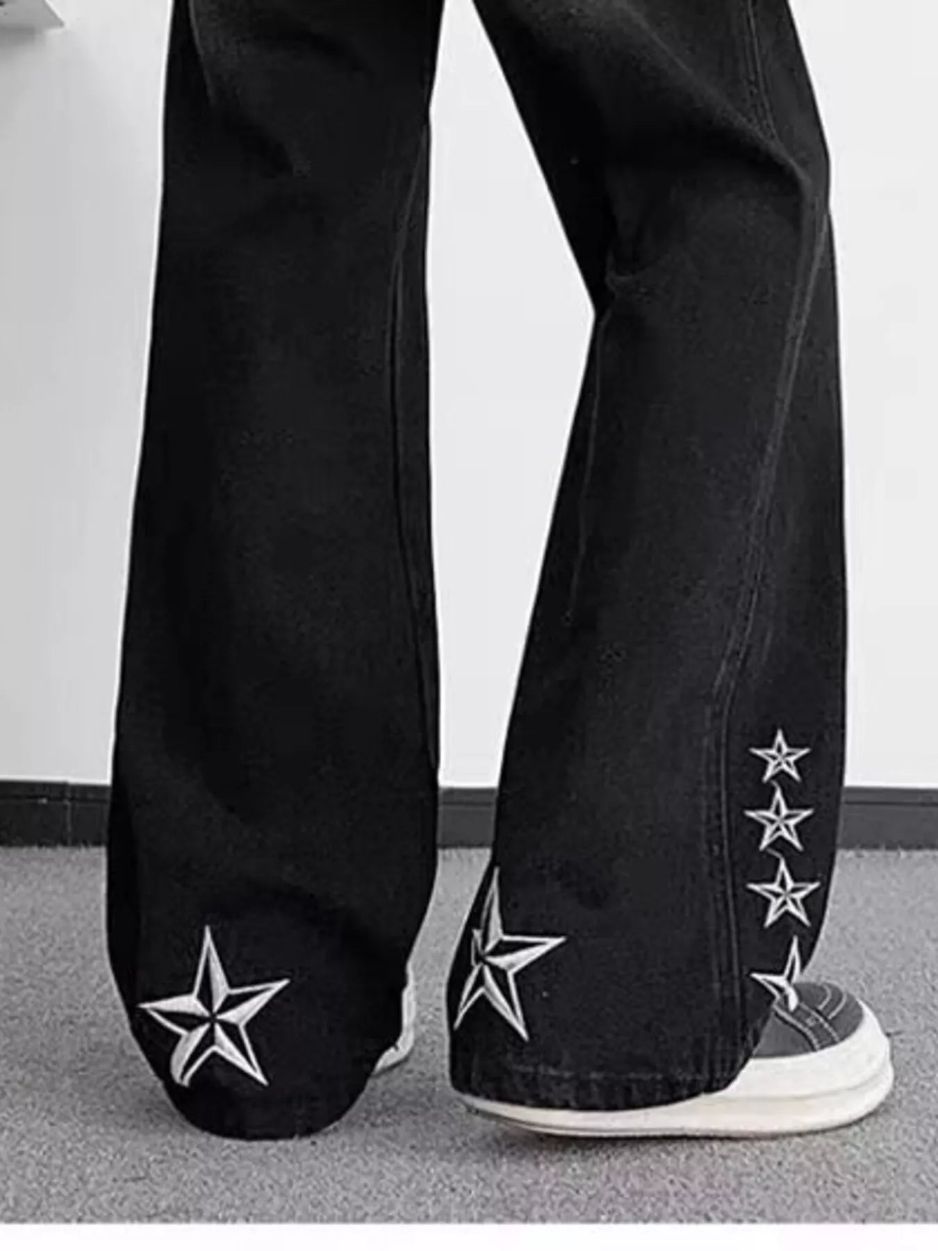 Men's Full Size Star Embroidered Flare Jeans Plus Size