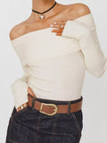 Off-Shoulder Ribbed Knit Sweater
