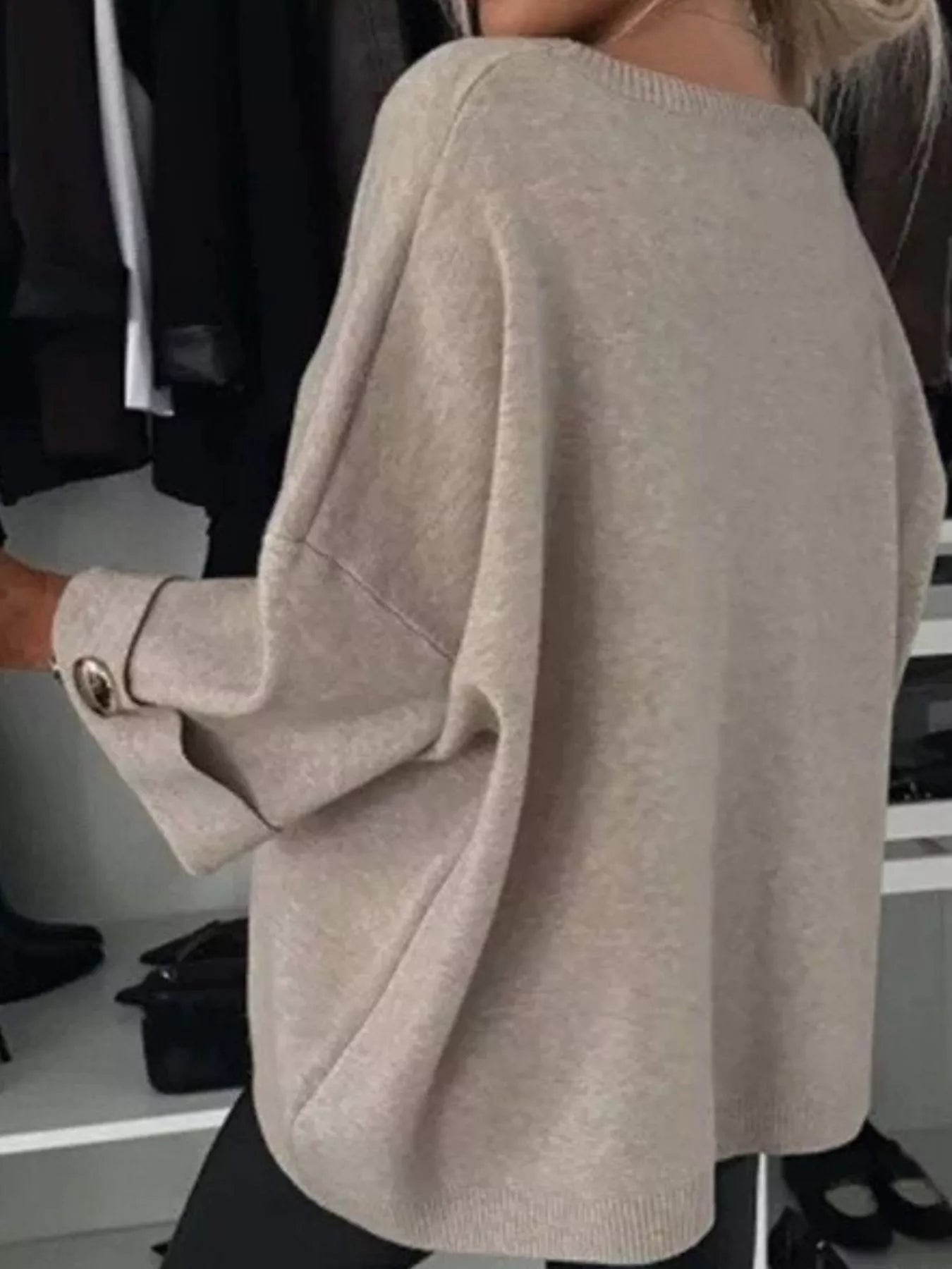 Full Size Round Neck Drop Shoulder Top with Ribbed Trim Plus Size