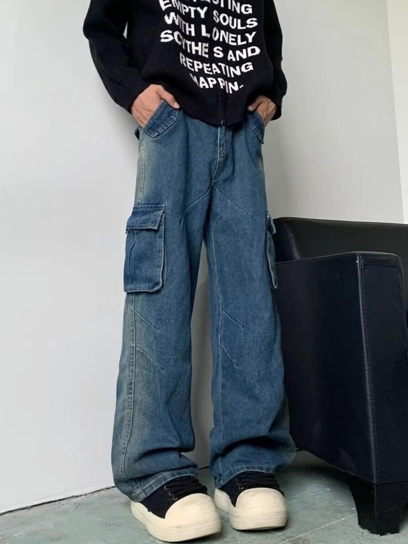 Men's Full Size Cargo Wide Leg Baggy Jeans Plus Size
