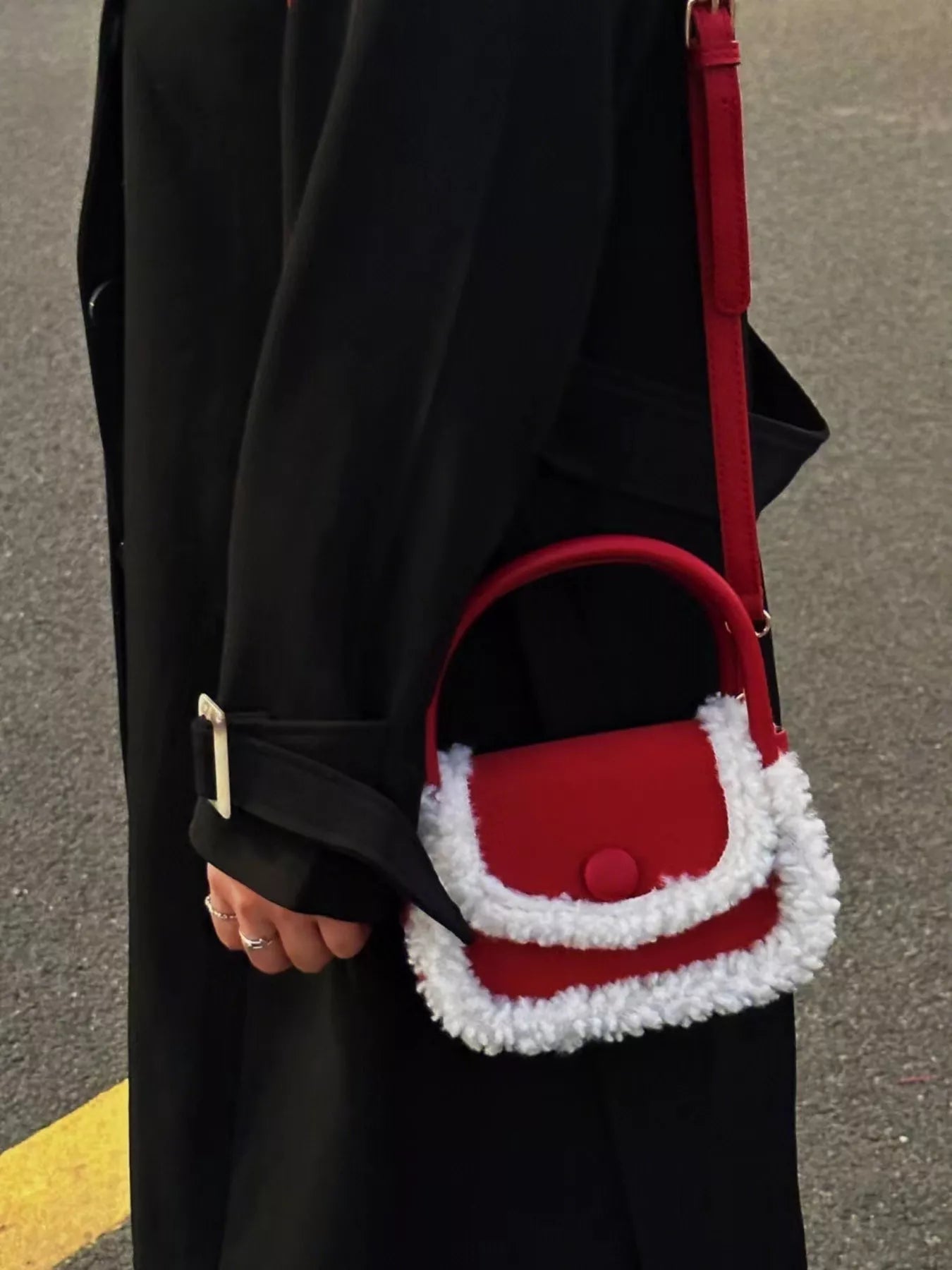 Fluffy Trim Mini Crossbody Bag