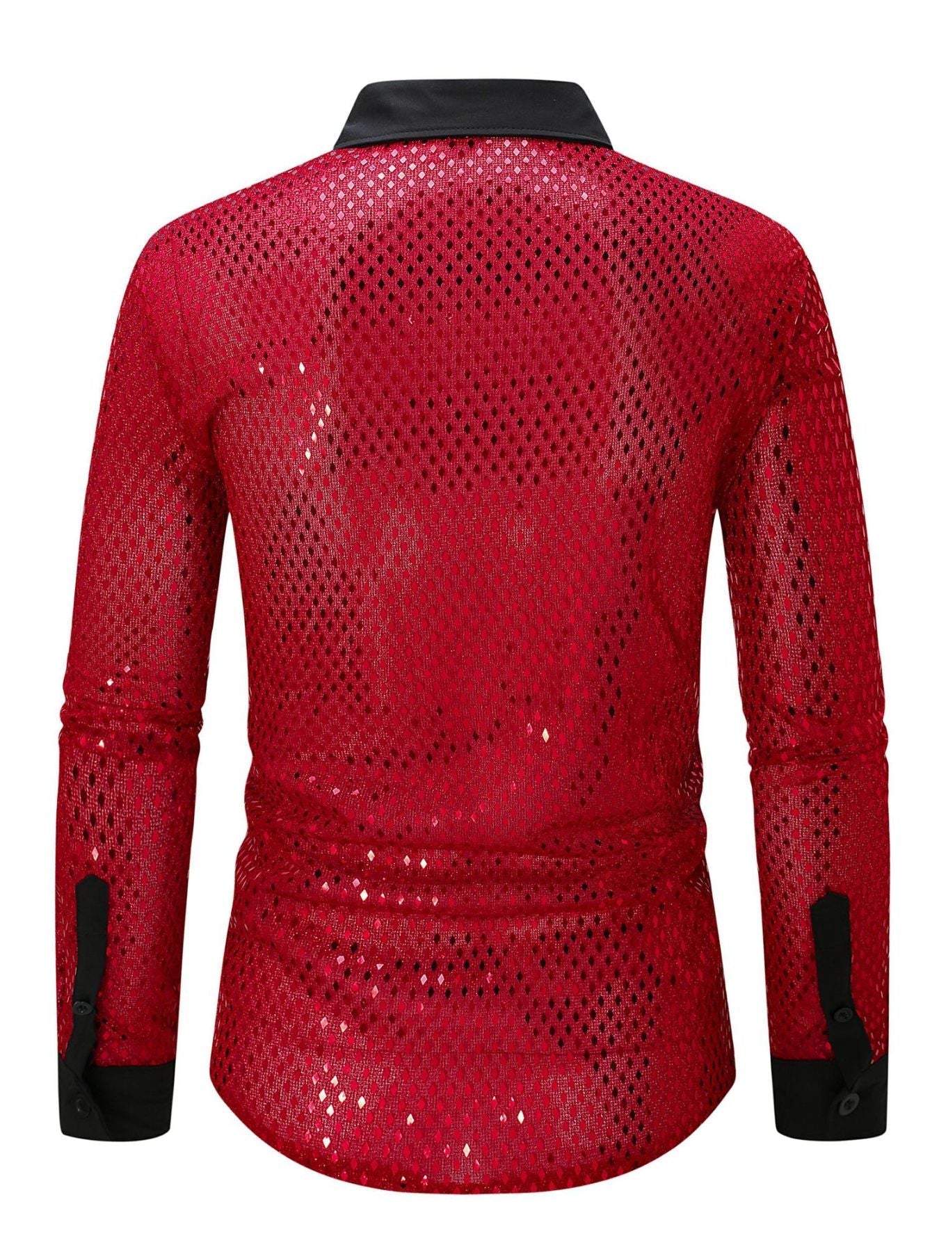 Men's Full Size Openwork Long Sleeve Shirt Plus Size