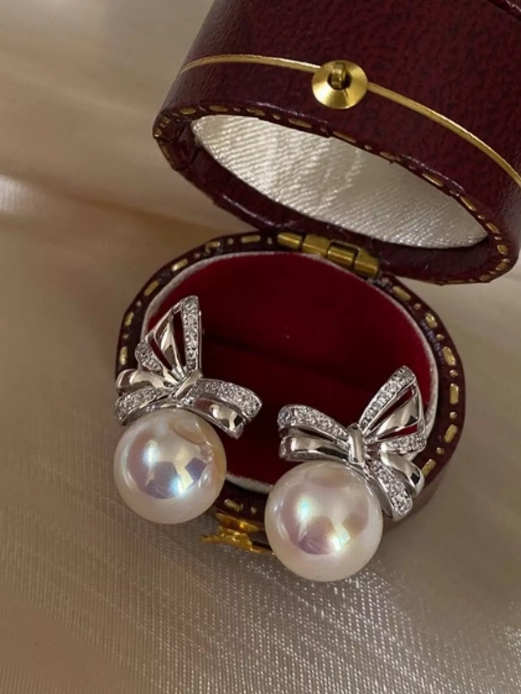 Pearl Bowknot Drop Earrings