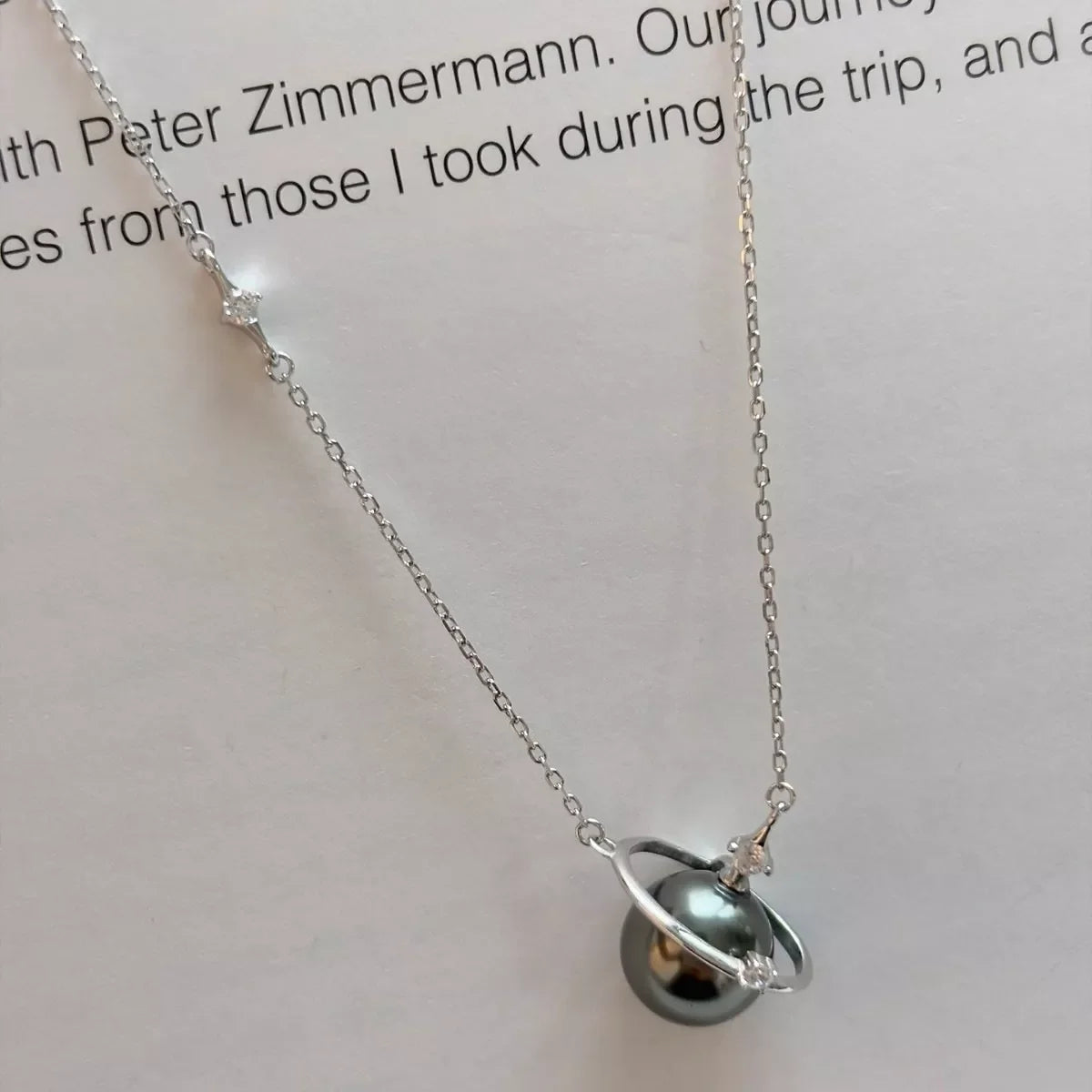 Planet Pearl Pendant Necklace