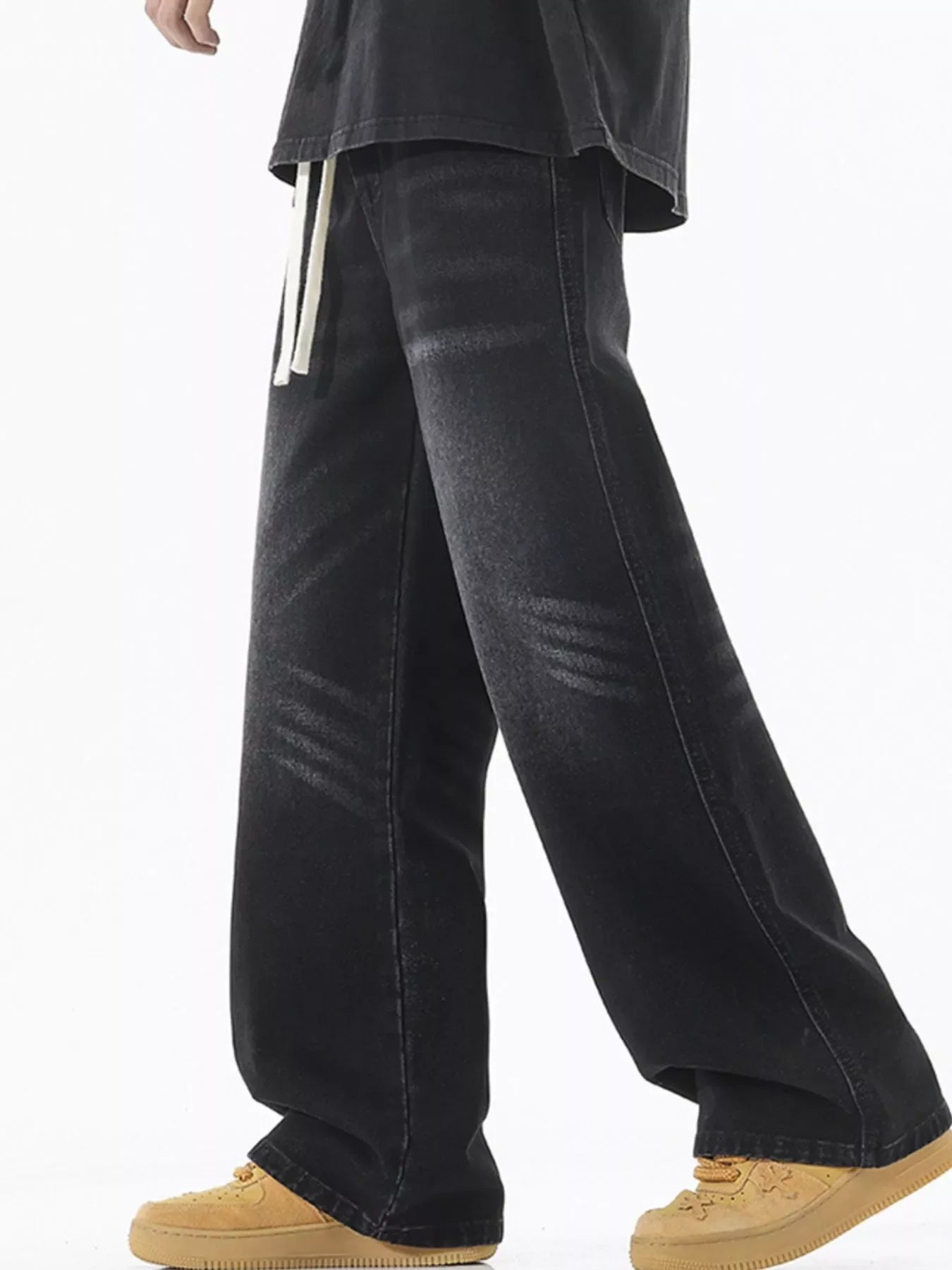 Men's Full Size Wash Wide Leg Jeans Plus Size
