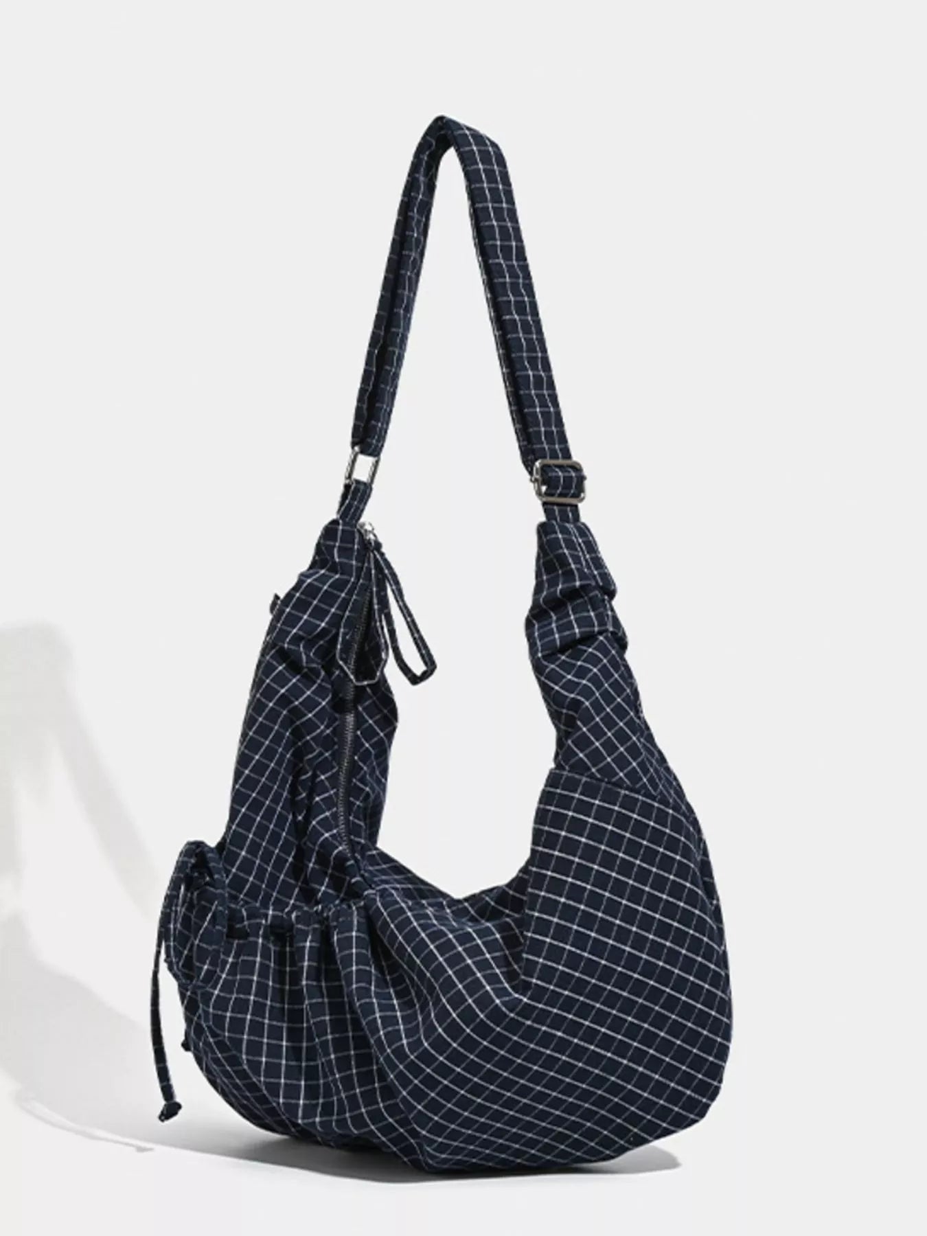 Plaid Pattern Ruched Shoulder Bag